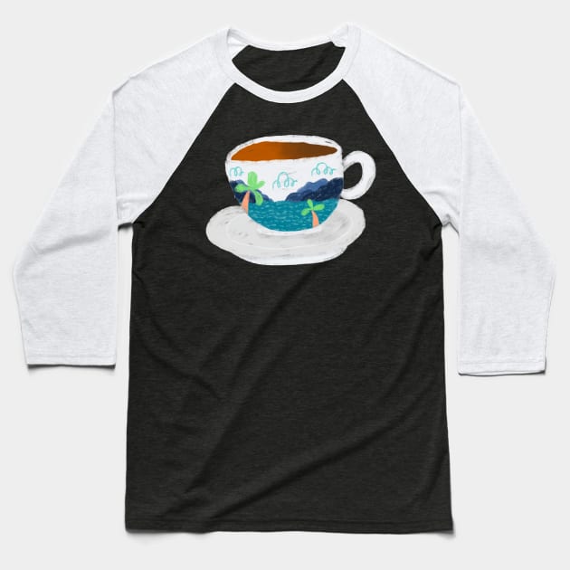 Bay Coffee Cup Baseball T-Shirt by gabbadelgado